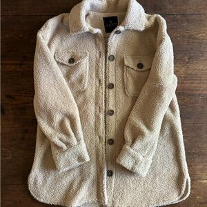 Bagatelle cream sherpa shacket, fleece lined, medium